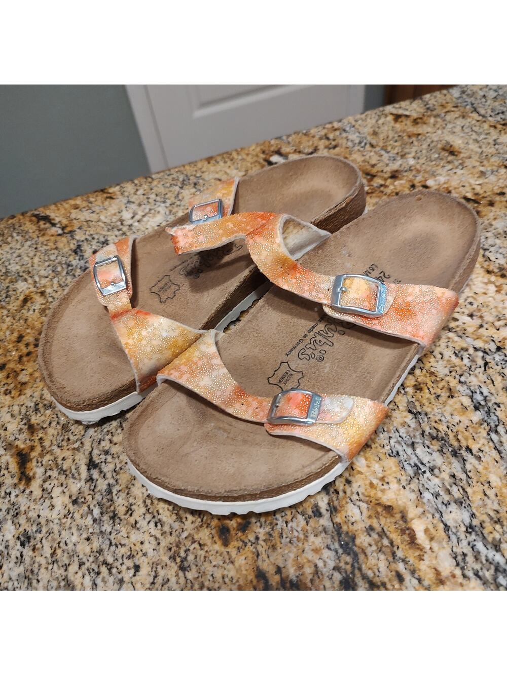Birki's Sandals EU 37 US 6 Orange Pattern Leather